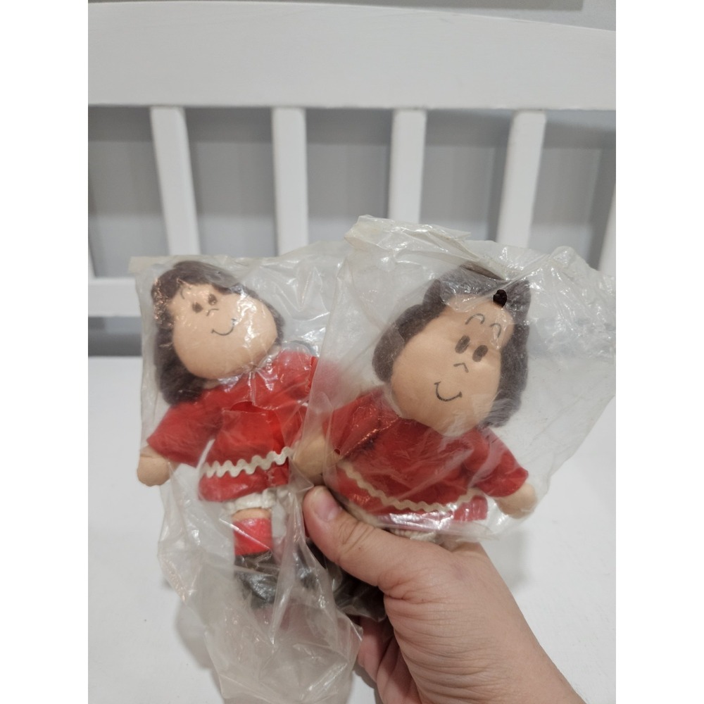 Vintage Hallmark Little Lulu Doll Girl Red Dress 6" Cloth Plush Toy Lot Of 2 NEW